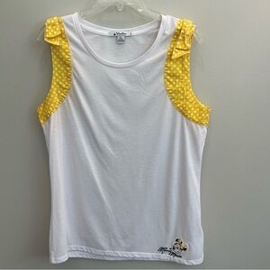Disney Parks Minnie Mouse White Tank Top Women XL Bows on Sleeve